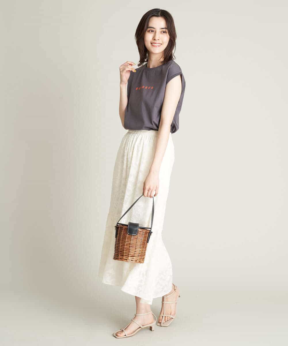 K2KHS67029 a.v.v(アー・ヴェ・ヴェ) ワイドノースリーブロゴTシャツ ダークグレー