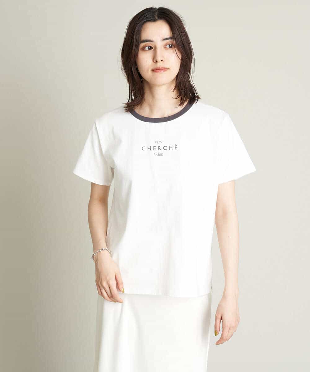 K2KHS68029 a.v.v(アー・ヴェ・ヴェ) リンガーロゴTシャツ ホワイト