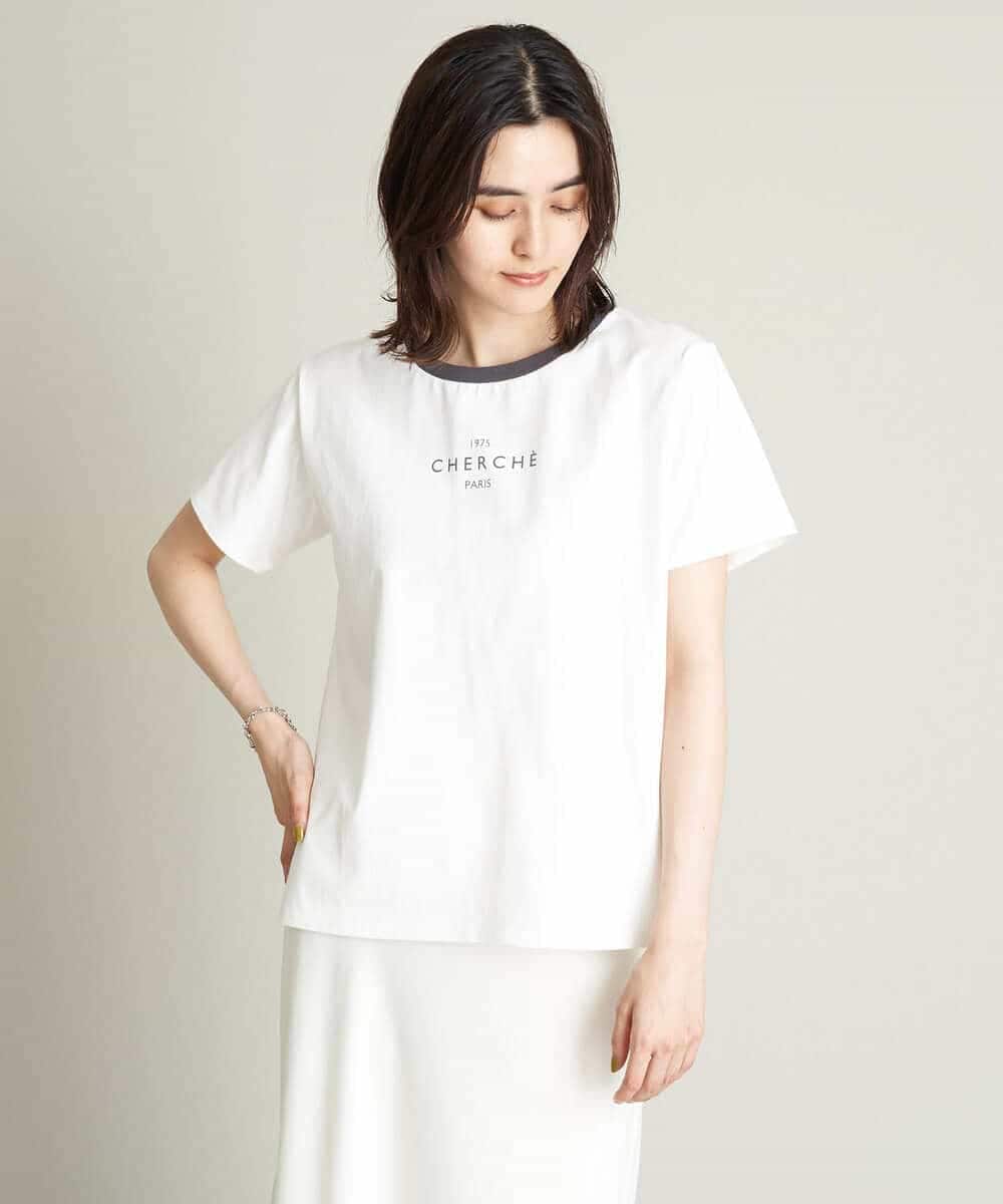 K2KHS68029 a.v.v(アー・ヴェ・ヴェ) リンガーロゴTシャツ ホワイト