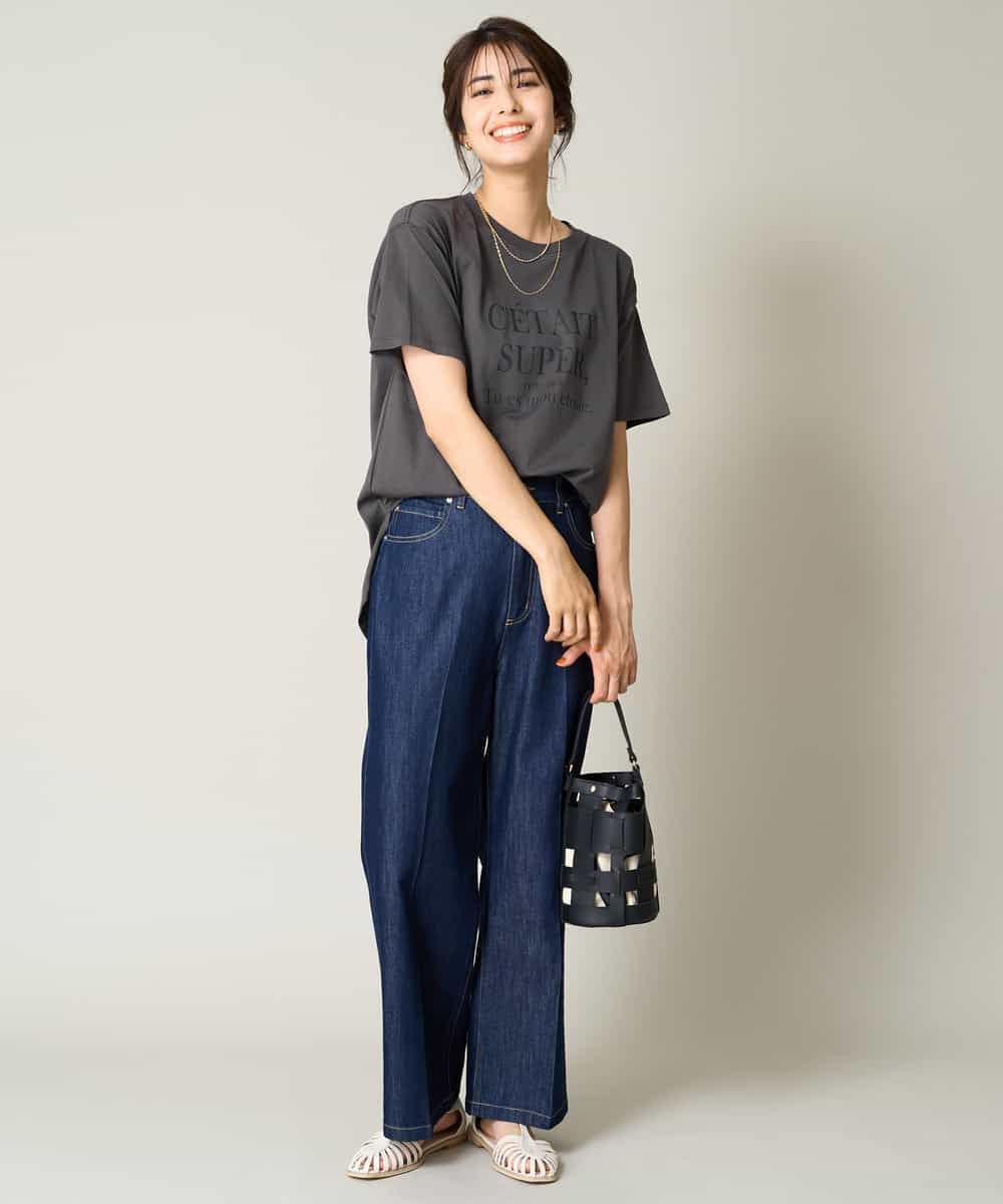 K2KHV55034 a.v.v(アー・ヴェ・ヴェ) 【接触冷感】大人のゆるロゴTシャツ ダークグレー