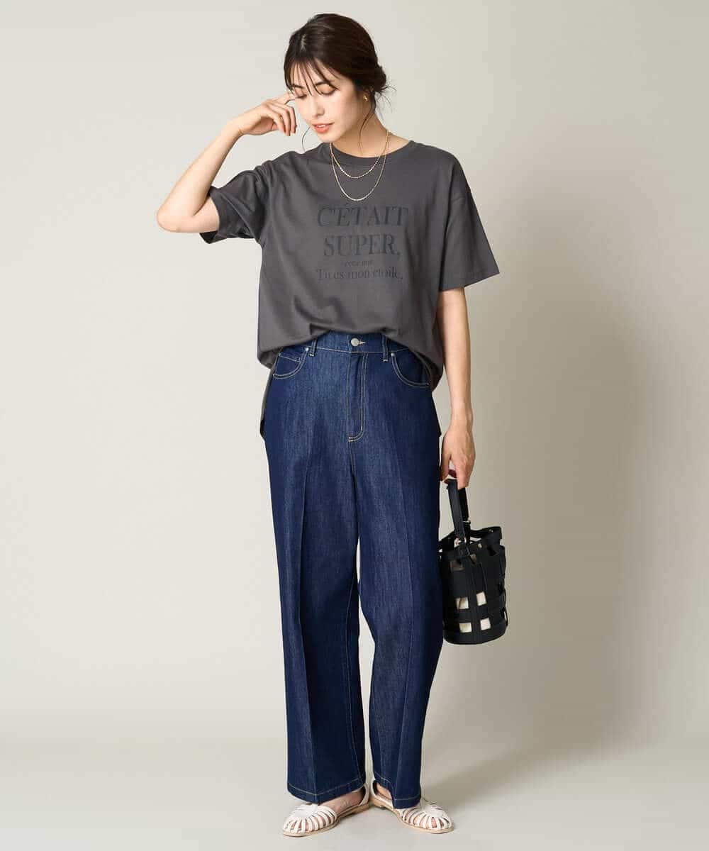 K2KHV55034 a.v.v(アー・ヴェ・ヴェ) 【接触冷感】大人のゆるロゴTシャツ ダークグレー