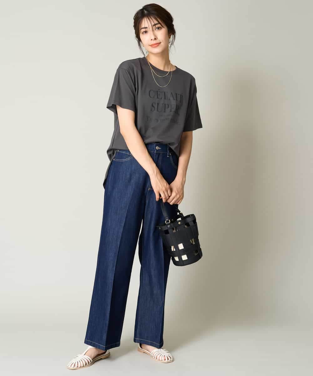 K2KHV55034 a.v.v(アー・ヴェ・ヴェ) 【接触冷感】大人のゆるロゴTシャツ ダークグレー