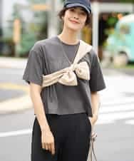 K2KHV56029 a.v.v(アー・ヴェ・ヴェ) 【接触冷感】大人のクロップドロゴTシャツ チャコールグレー