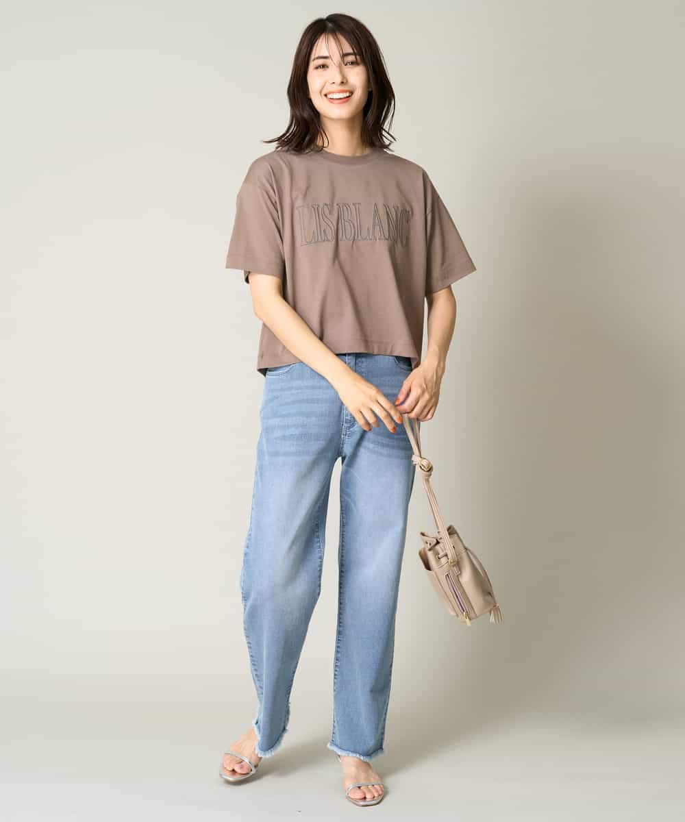 K2KHV56029 a.v.v(アー・ヴェ・ヴェ) 【接触冷感】大人のクロップドロゴTシャツ チャコールグレー