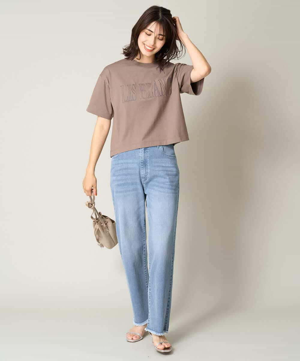 K2KHV56029 a.v.v(アー・ヴェ・ヴェ) 【接触冷感】大人のクロップドロゴTシャツ チャコールグレー