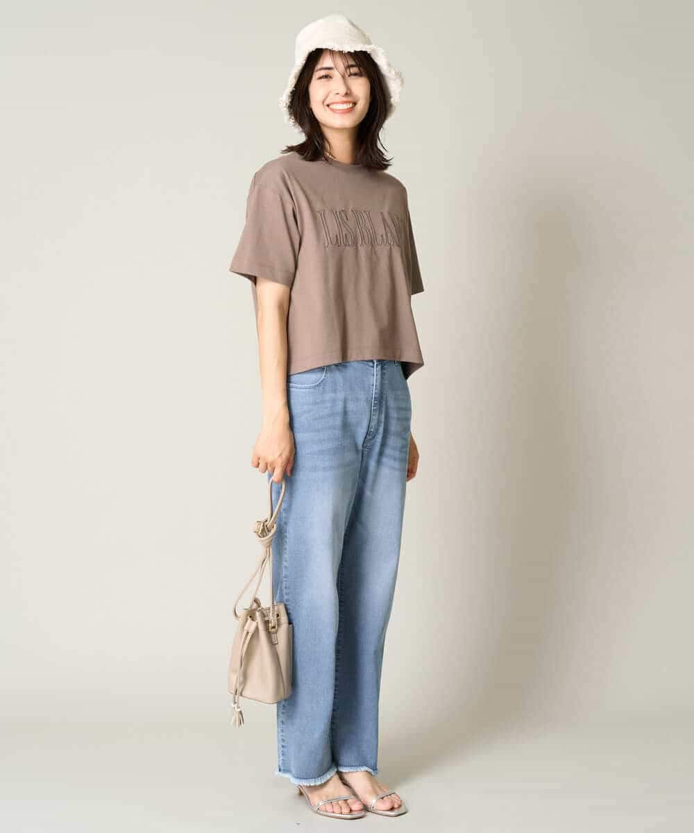 K2KHV56029 a.v.v(アー・ヴェ・ヴェ) 【接触冷感】大人のクロップドロゴTシャツ チャコールグレー