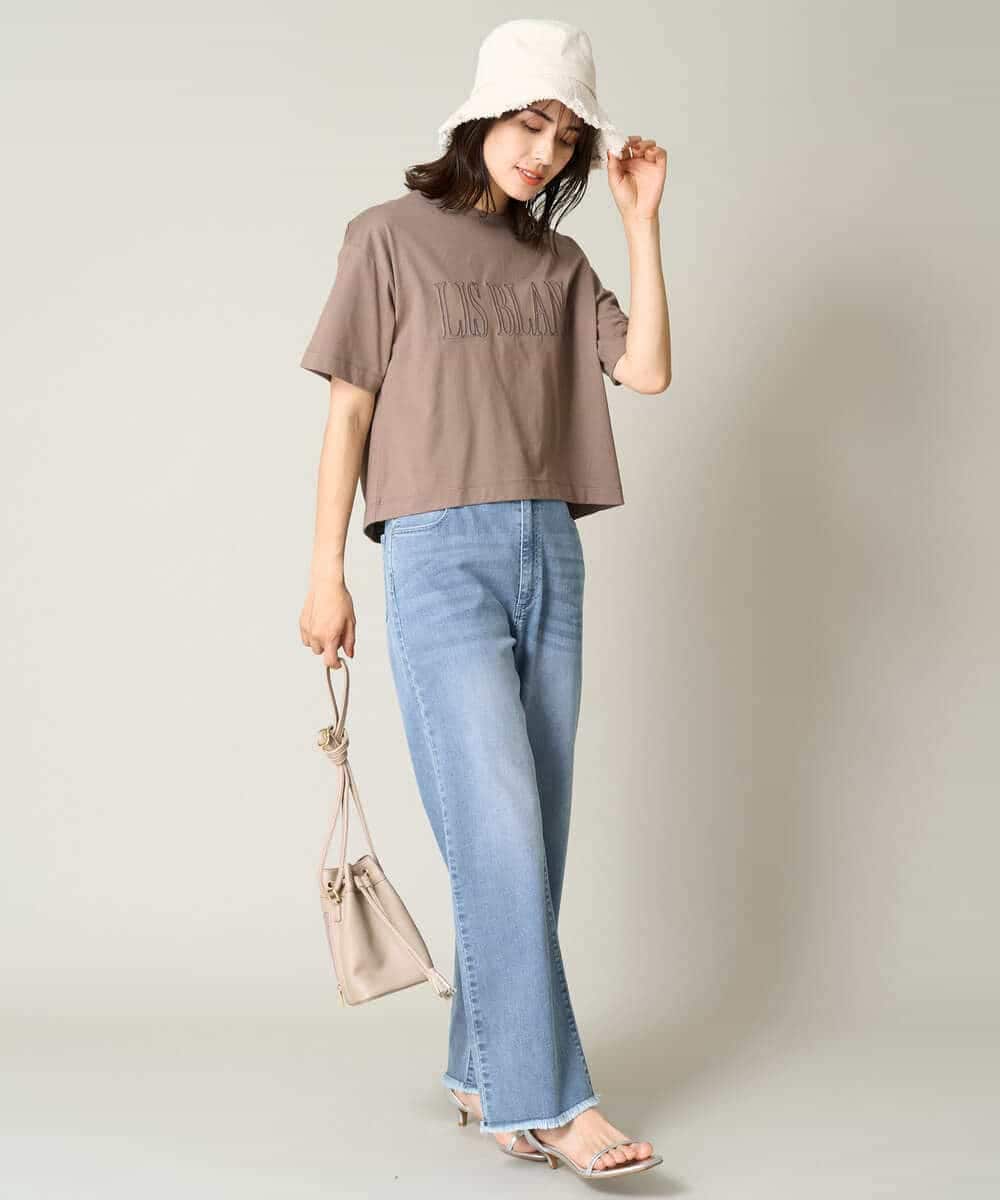 K2KHV56029 a.v.v(アー・ヴェ・ヴェ) 【接触冷感】大人のクロップドロゴTシャツ チャコールグレー