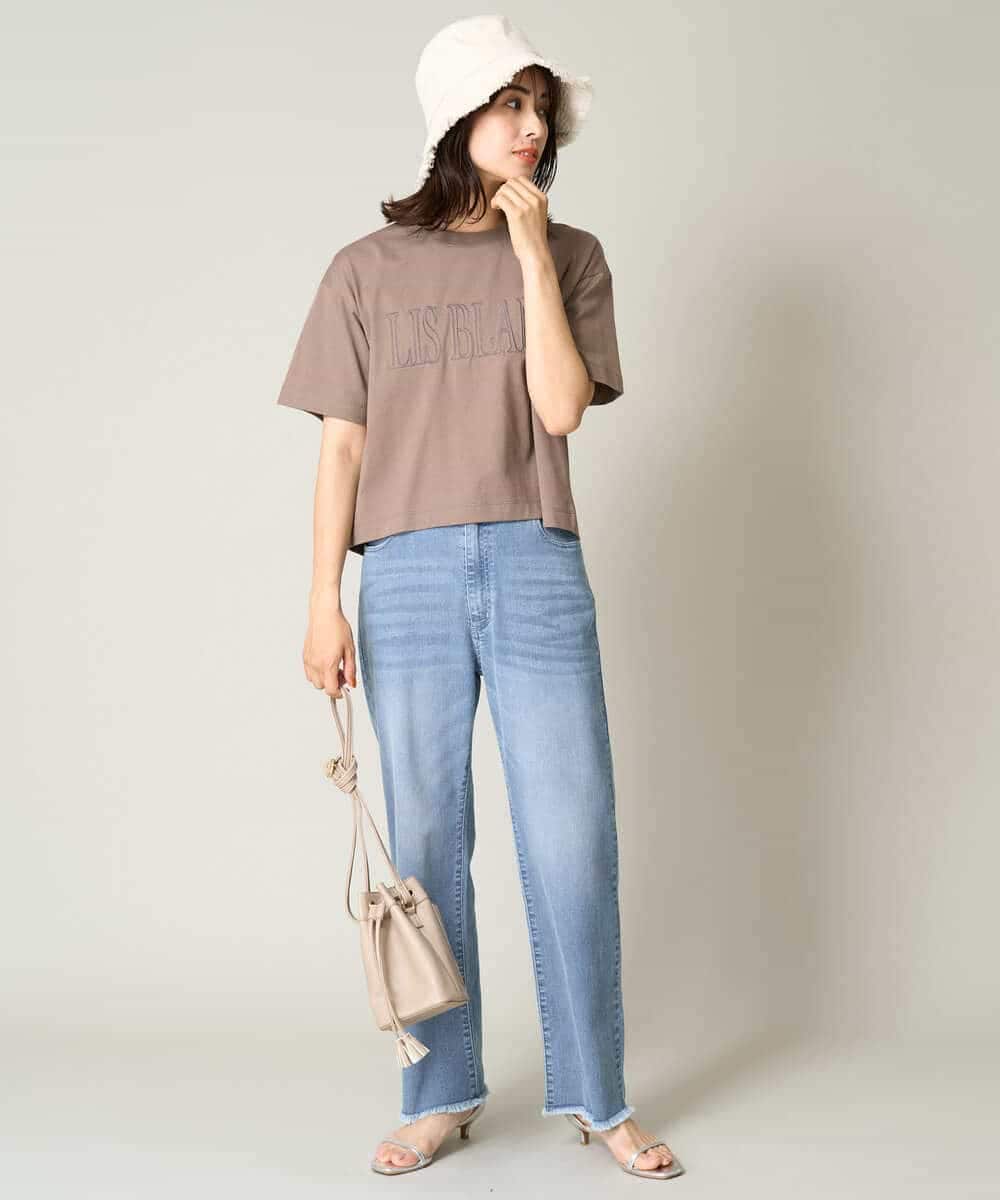 K2KHV56029 a.v.v(アー・ヴェ・ヴェ) 【接触冷感】大人のクロップドロゴTシャツ チャコールグレー