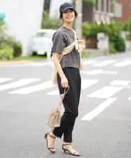 K2KHV56029 a.v.v(アー・ヴェ・ヴェ) 【接触冷感】大人のクロップドロゴTシャツ チャコールグレー