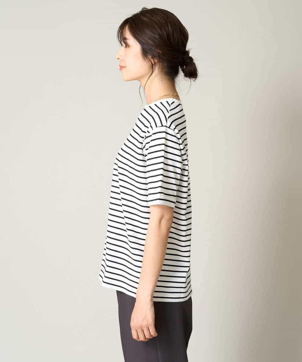 K2KHV61019 a.v.v(アー・ヴェ・ヴェ) 大人のハーフスリーブボーダーTシャツ アイボリー