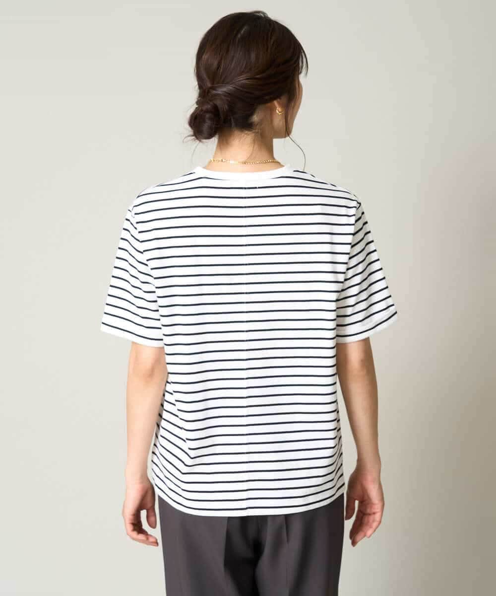 K2KHV61019 a.v.v(アー・ヴェ・ヴェ) 大人のハーフスリーブボーダーTシャツ アイボリー