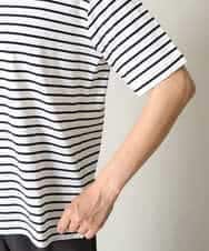 K2KHV61019 a.v.v(アー・ヴェ・ヴェ) 大人のハーフスリーブボーダーTシャツ アイボリー