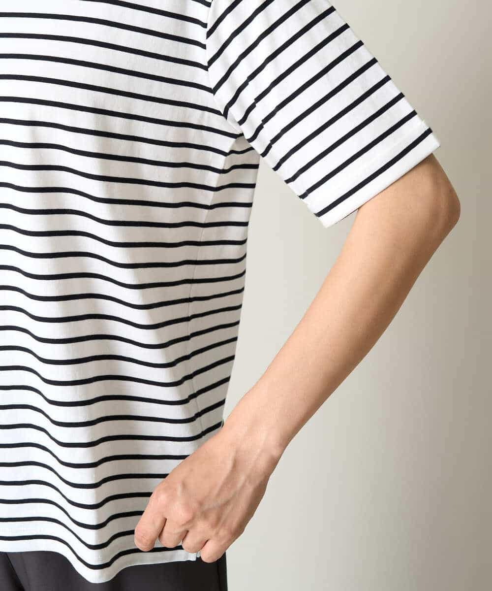 K2KHV61019 a.v.v(アー・ヴェ・ヴェ) 大人のハーフスリーブボーダーTシャツ アイボリー