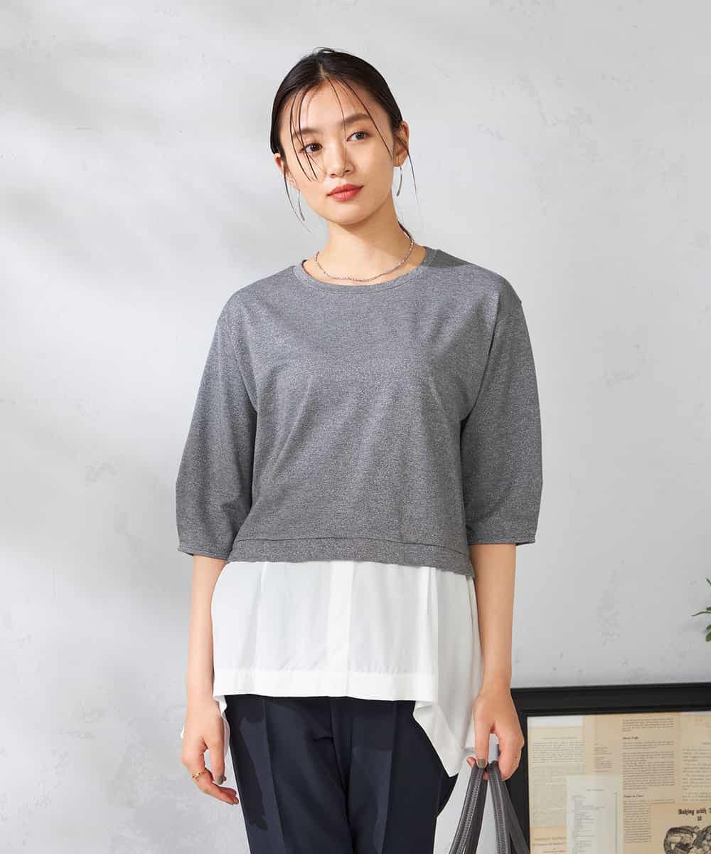 K2KIA17044 a.v.v(アー・ヴェ・ヴェ) レイヤードラメライクトップス グレー