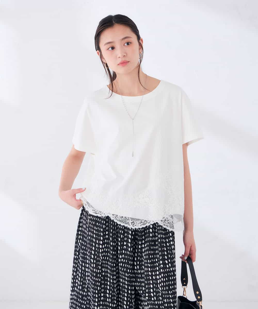 K2KID33044 a.v.v(アー・ヴェ・ヴェ) ウェーブレースヘムTシャツ ブラウン