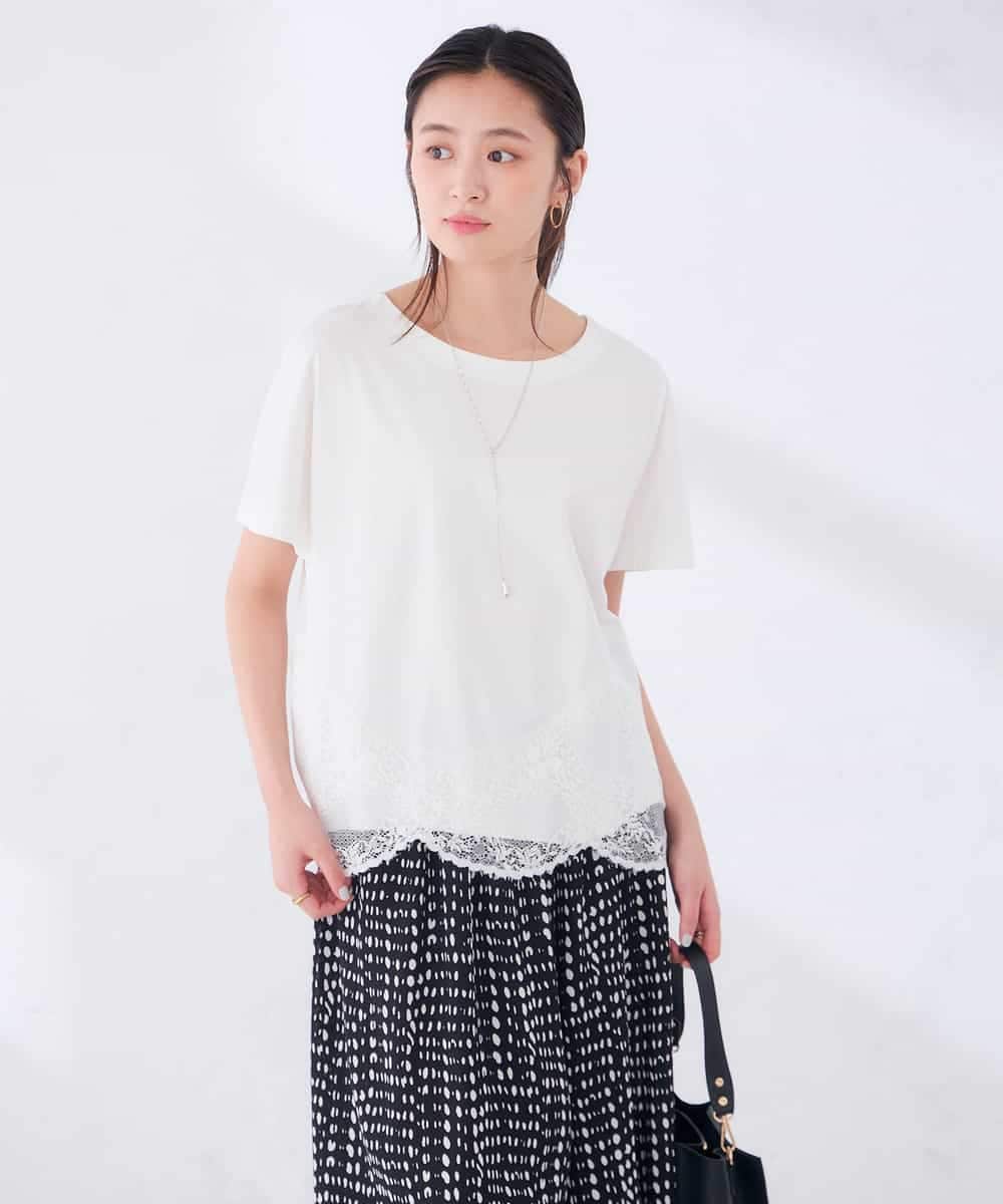 K2KID33044 a.v.v(アー・ヴェ・ヴェ) ウェーブレースヘムTシャツ ブラウン