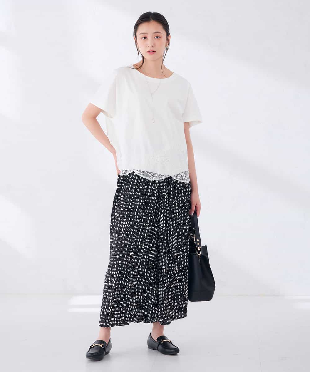K2KID33044 a.v.v(アー・ヴェ・ヴェ) ウェーブレースヘムTシャツ ブラウン