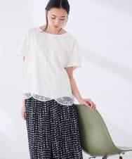 K2KID33044 a.v.v(アー・ヴェ・ヴェ) ウェーブレースヘムTシャツ ブラウン