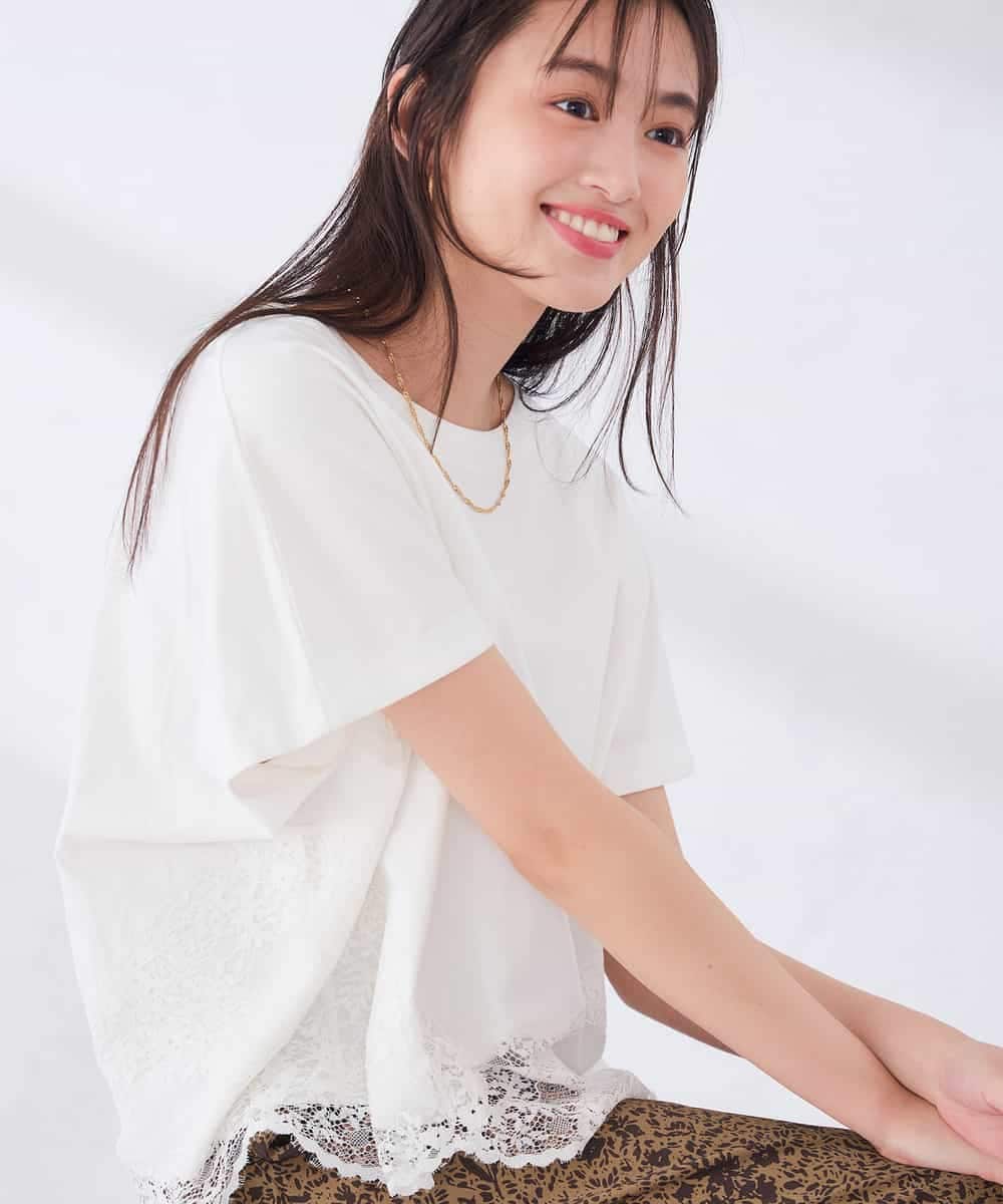 K2KID33044 a.v.v(アー・ヴェ・ヴェ) ウェーブレースヘムTシャツ ブラウン