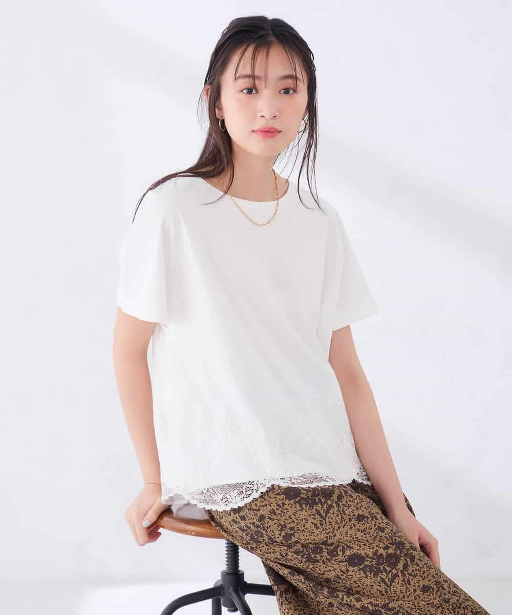 K2KID33044 a.v.v(アー・ヴェ・ヴェ) ウェーブレースヘムTシャツ ブラウン