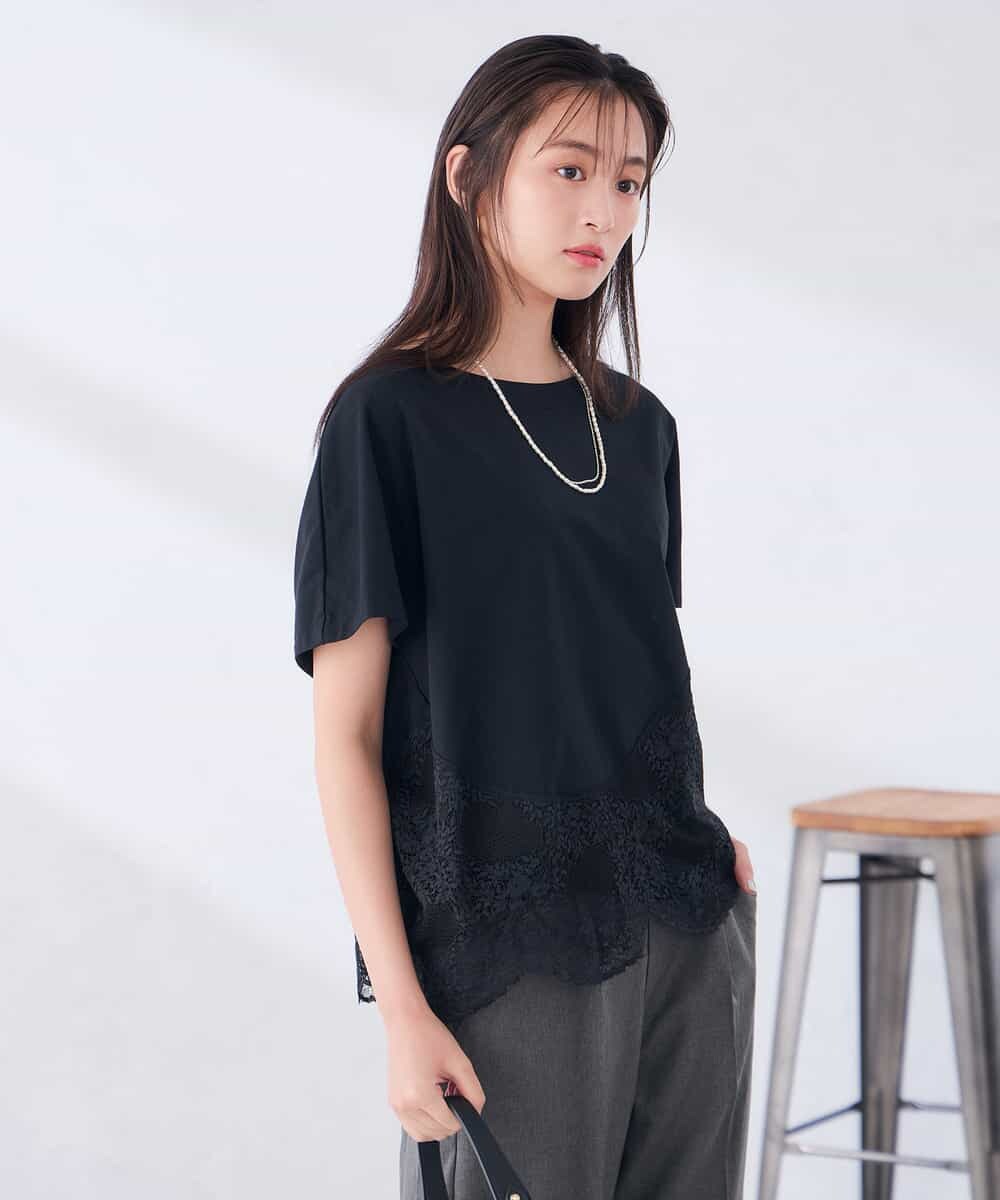 K2KID33044 a.v.v(アー・ヴェ・ヴェ) ウェーブレースヘムTシャツ ブラウン