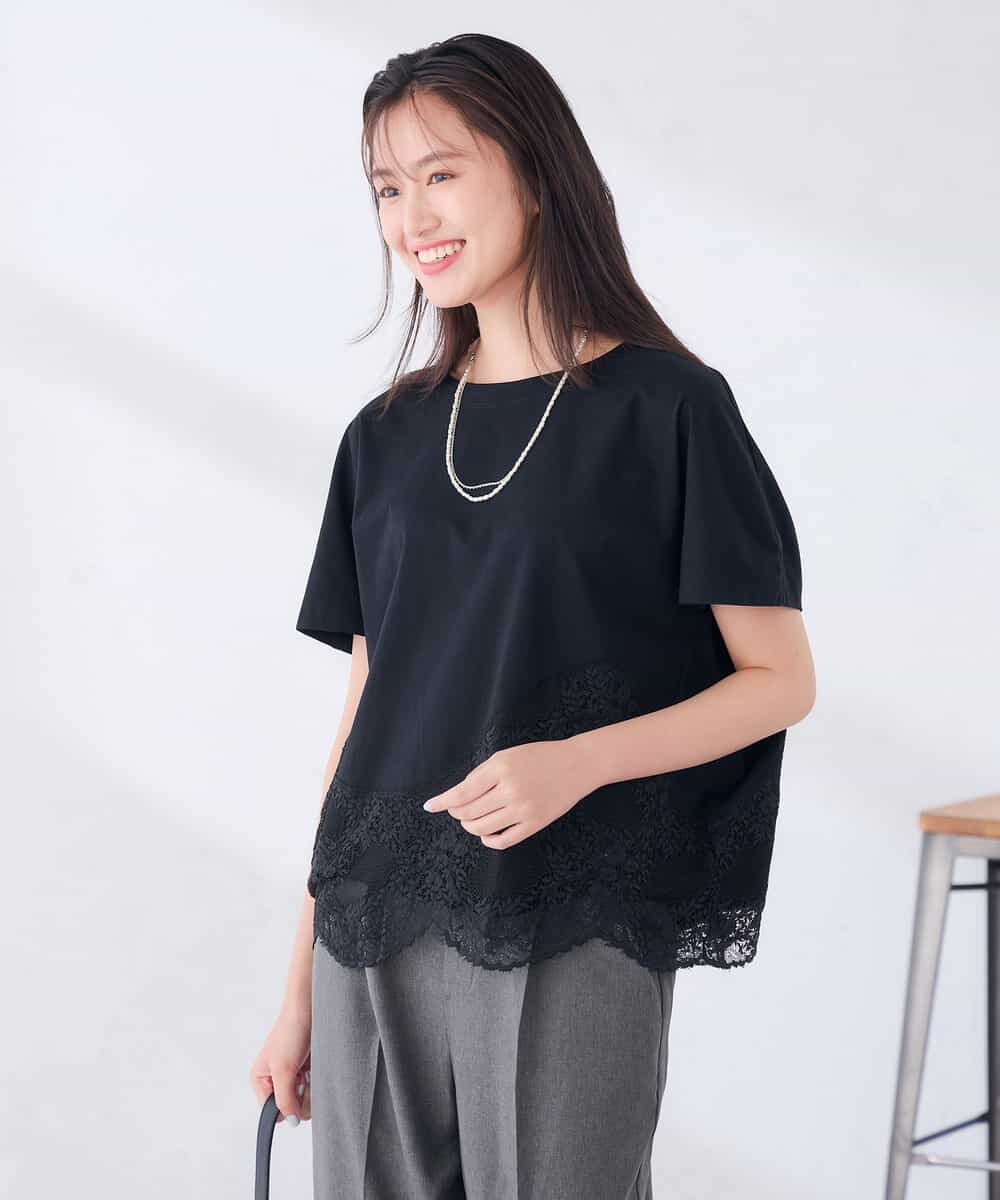 K2KID33044 a.v.v(アー・ヴェ・ヴェ) ウェーブレースヘムTシャツ ブラウン