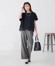 K2KID33044 a.v.v(アー・ヴェ・ヴェ) ウェーブレースヘムTシャツ ブラウン