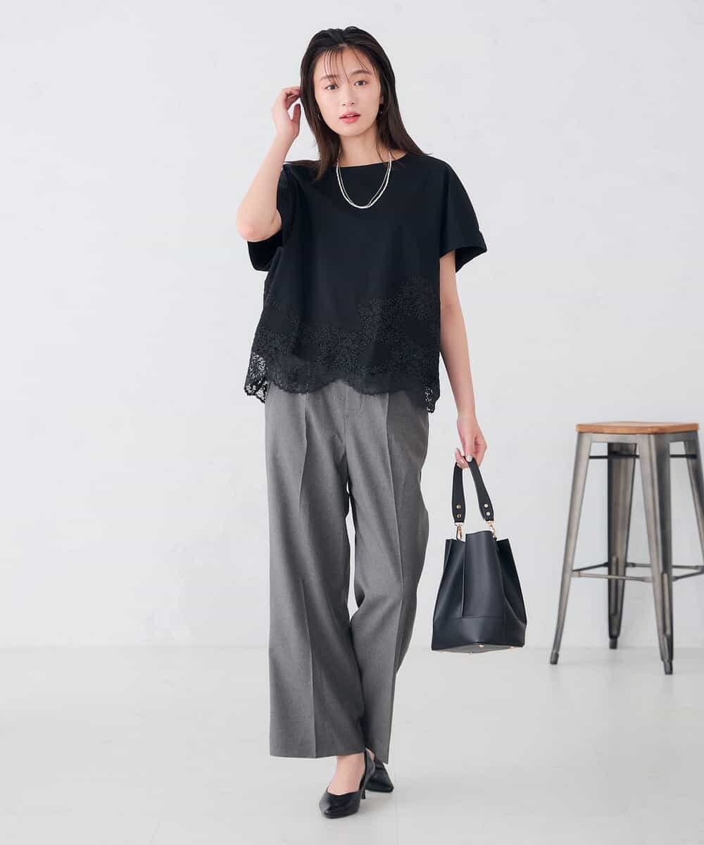 K2KID33044 a.v.v(アー・ヴェ・ヴェ) ウェーブレースヘムTシャツ ブラウン