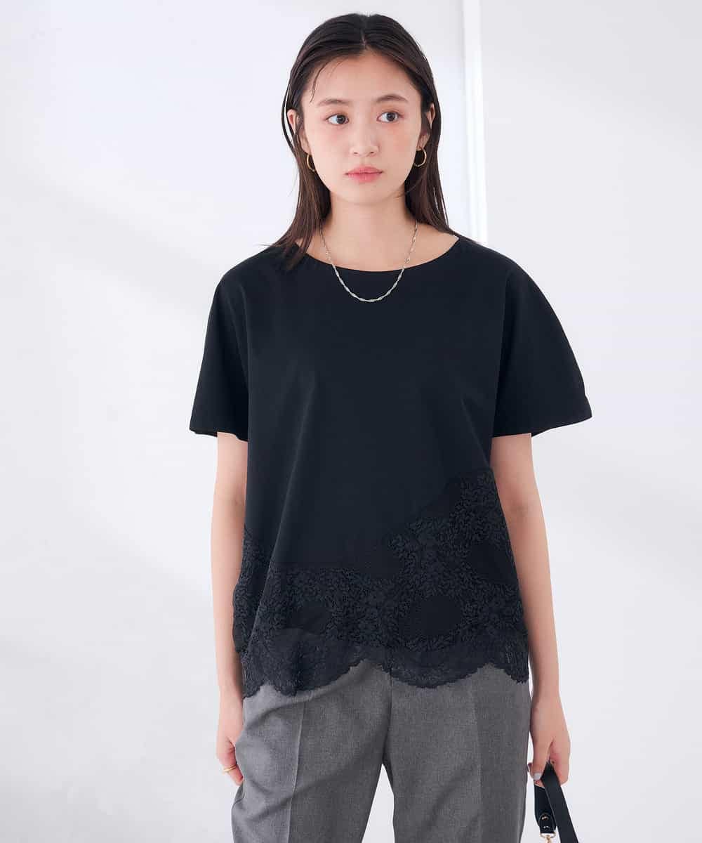 K2KID33044 a.v.v(アー・ヴェ・ヴェ) ウェーブレースヘムTシャツ ブラウン