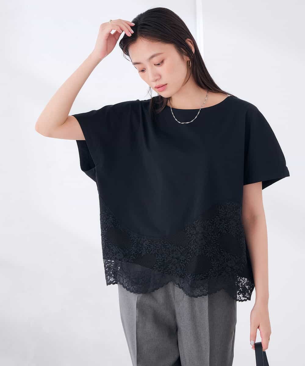 K2KID33044 a.v.v(アー・ヴェ・ヴェ) ウェーブレースヘムTシャツ ブラウン