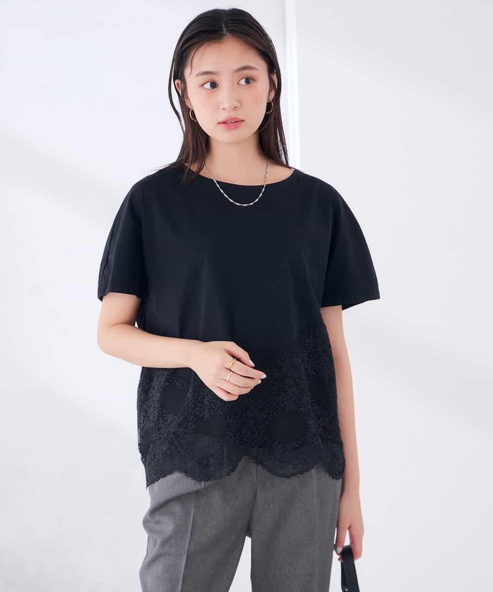 K2KID33044 a.v.v(アー・ヴェ・ヴェ) ウェーブレースヘムTシャツ ブラウン