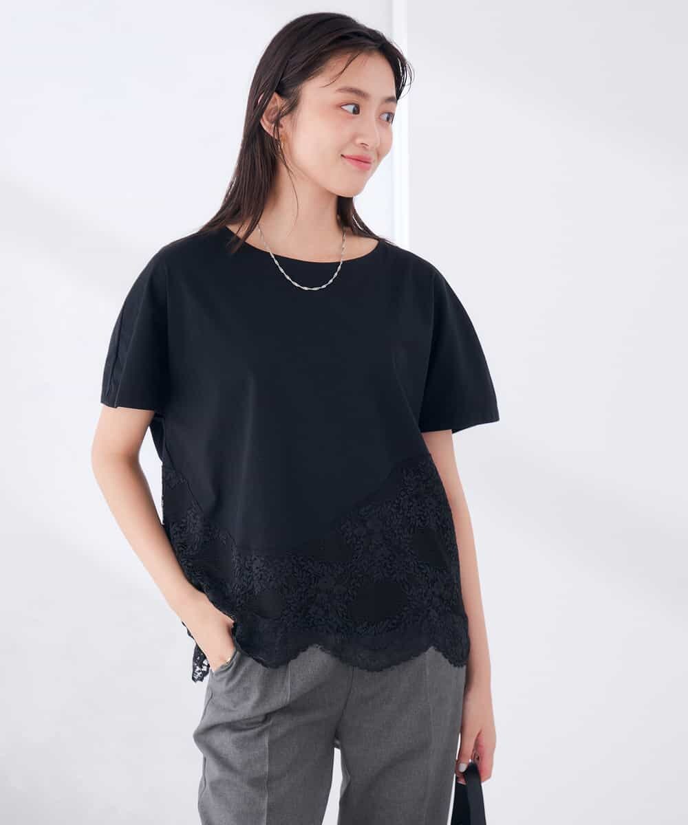 K2KID33044 a.v.v(アー・ヴェ・ヴェ) ウェーブレースヘムTシャツ ブラウン