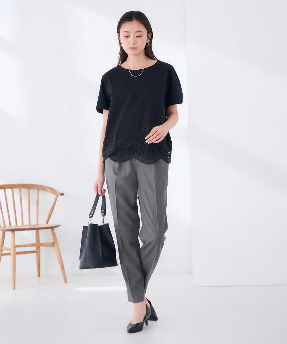 K2KID33044 a.v.v(アー・ヴェ・ヴェ) ウェーブレースヘムTシャツ ブラウン