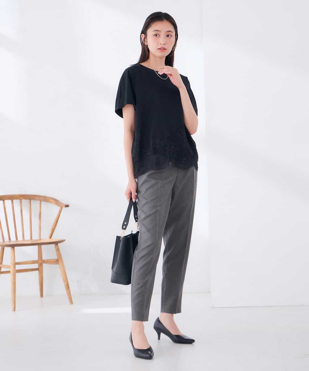 K2KID33044 a.v.v(アー・ヴェ・ヴェ) ウェーブレースヘムTシャツ ブラウン