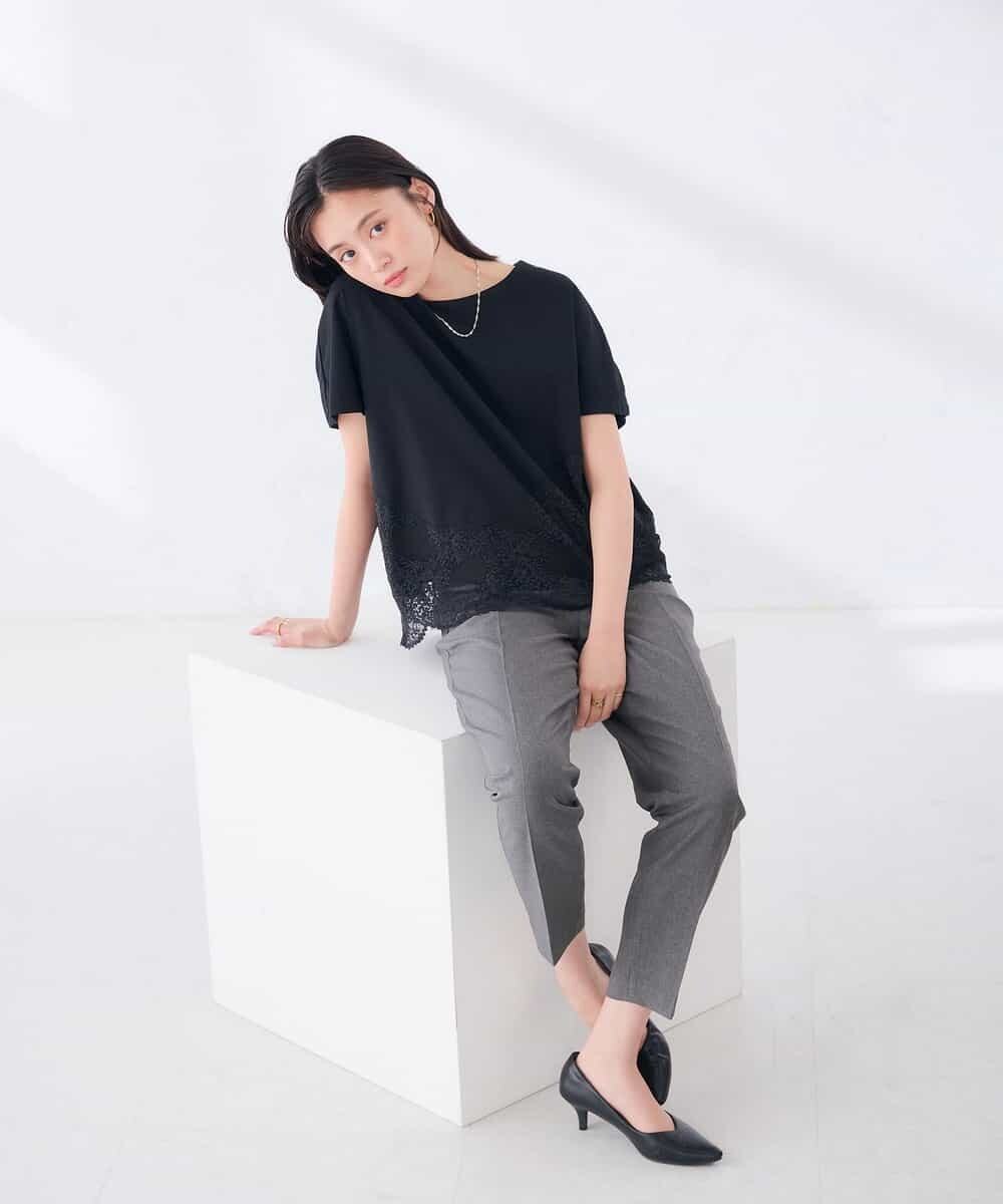 K2KID33044 a.v.v(アー・ヴェ・ヴェ) ウェーブレースヘムTシャツ ブラウン