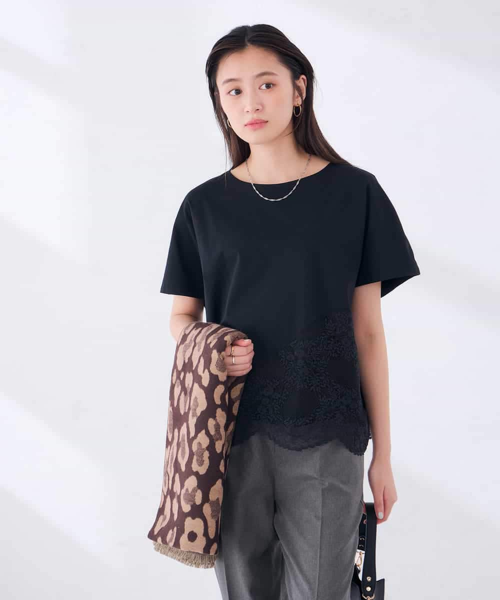 K2KID33044 a.v.v(アー・ヴェ・ヴェ) ウェーブレースヘムTシャツ ブラウン