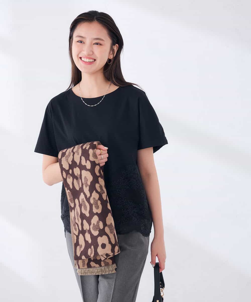 K2KID33044 a.v.v(アー・ヴェ・ヴェ) ウェーブレースヘムTシャツ ブラウン