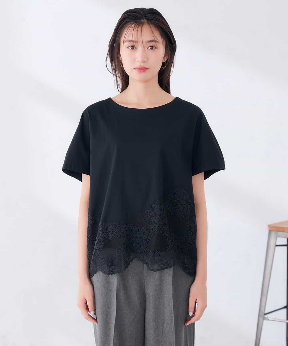 K2KID33044 a.v.v(アー・ヴェ・ヴェ) ウェーブレースヘムTシャツ ブラウン