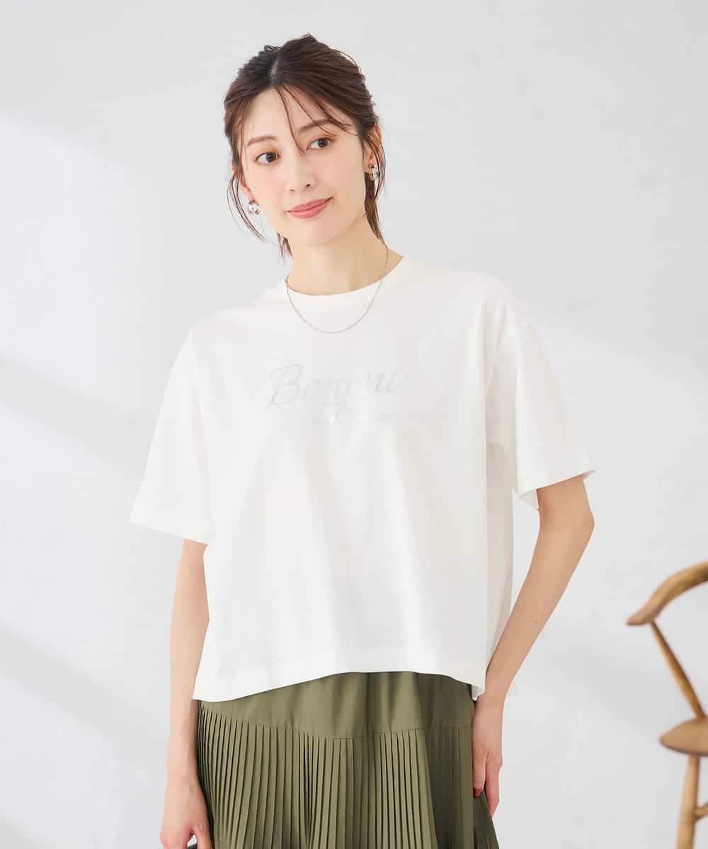 K2KID48035 a.v.v(アー・ヴェ・ヴェ) 【接触冷感】クロップドロゴTシャツ ホワイト