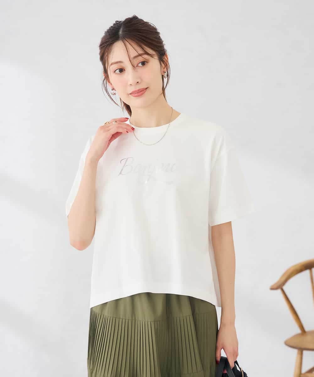 K2KID48035 a.v.v(アー・ヴェ・ヴェ) 【接触冷感】クロップドロゴTシャツ ホワイト