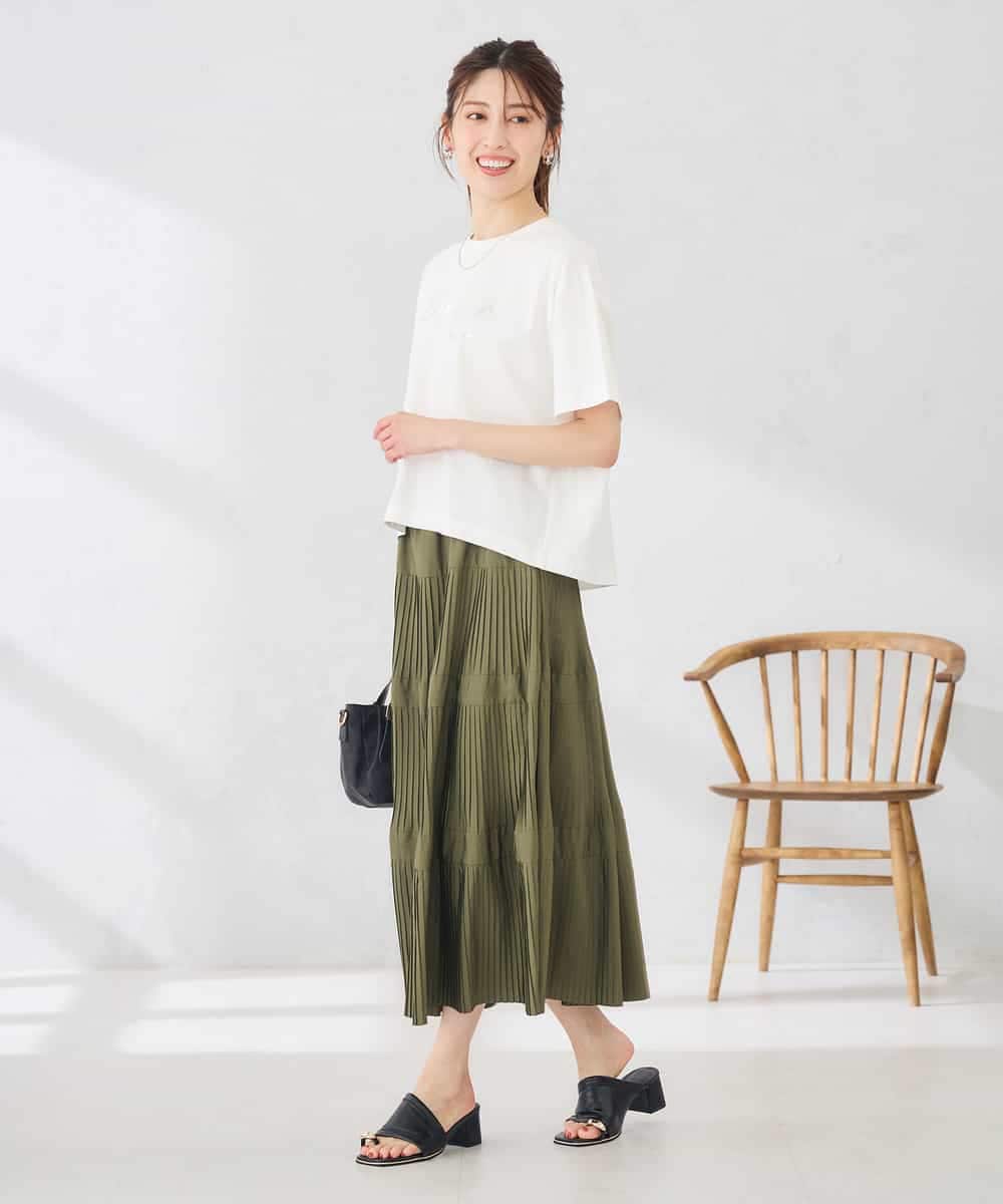 K2KID48035 a.v.v(アー・ヴェ・ヴェ) 【接触冷感】クロップドロゴTシャツ ホワイト