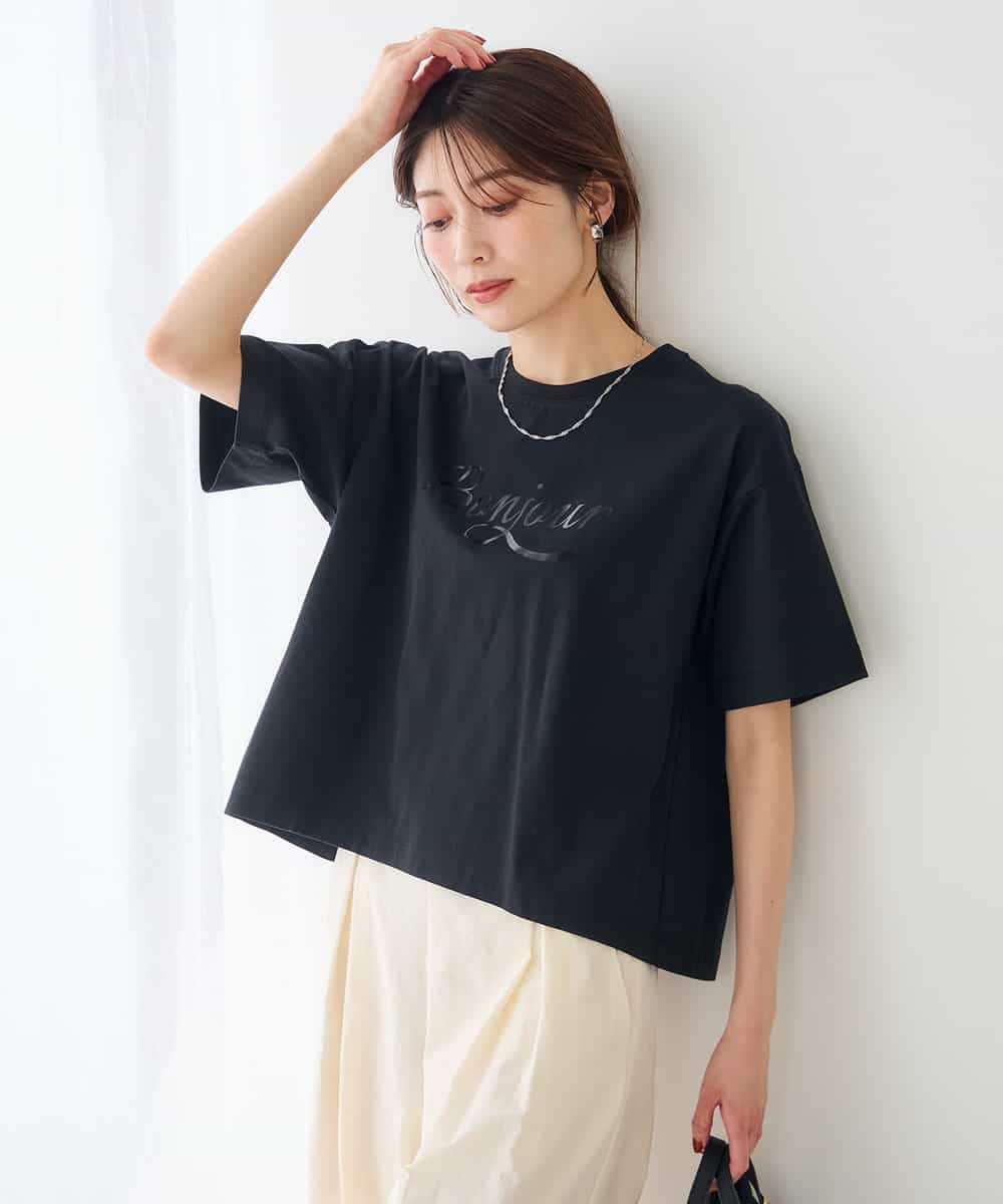 K2KID48035 a.v.v(アー・ヴェ・ヴェ) 【接触冷感】クロップドロゴTシャツ ホワイト