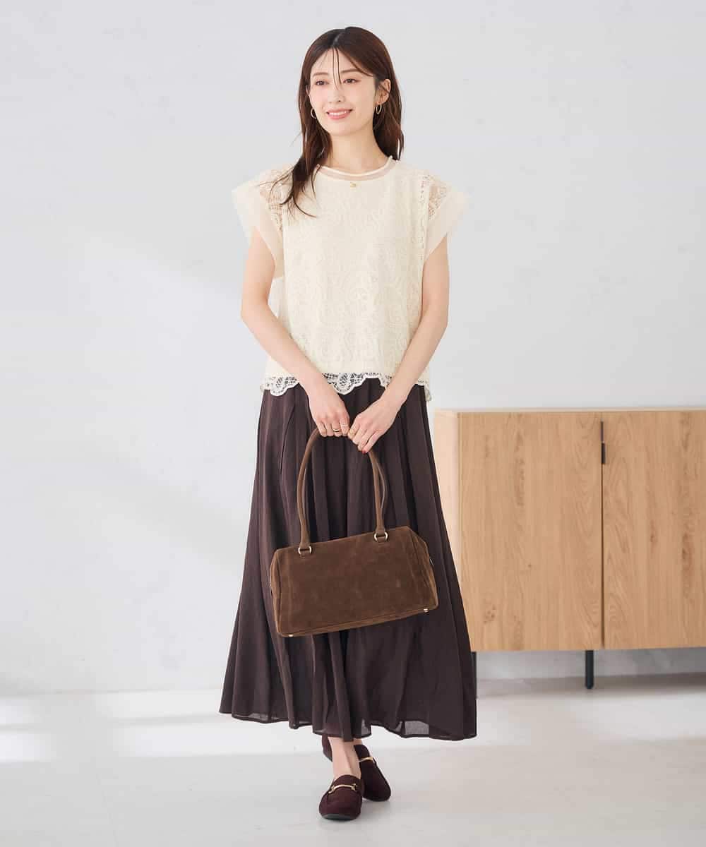 K2KID71049 a.v.v(アー・ヴェ・ヴェ) レース柄シアートップス アイボリー