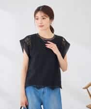 K2KID71049 a.v.v(アー・ヴェ・ヴェ) レース柄シアートップス アイボリー
