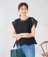 K2KID71049 a.v.v(アー・ヴェ・ヴェ) レース柄シアートップス アイボリー