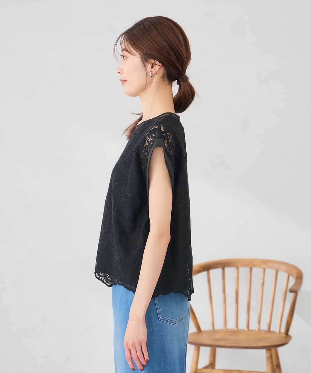K2KID71049 a.v.v(アー・ヴェ・ヴェ) レース柄シアートップス アイボリー