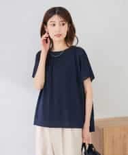 K2KID75044 a.v.v(アー・ヴェ・ヴェ) シアーギャザーネックトップス ネイビー