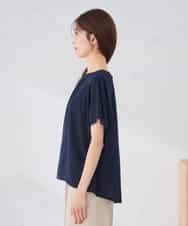 K2KID75044 a.v.v(アー・ヴェ・ヴェ) シアーギャザーネックトップス ネイビー
