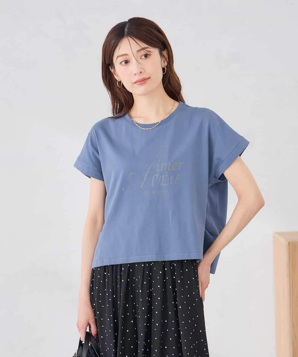 K2KID77035 a.v.v(アー・ヴェ・ヴェ) 【UVカット/接触冷感】フォルムロゴＴシャツ ブルー