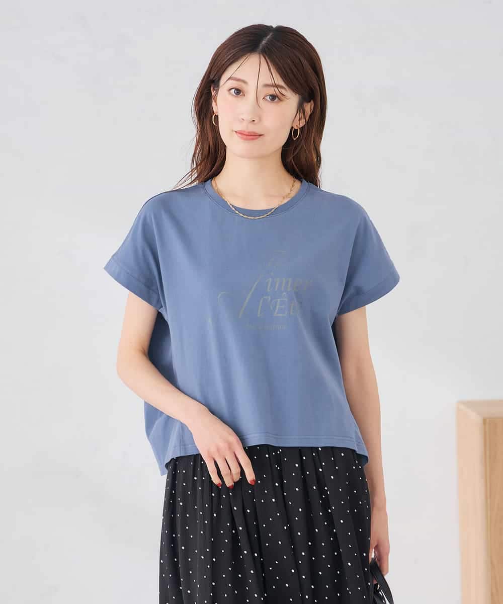 K2KID77035 a.v.v(アー・ヴェ・ヴェ) 【UVカット/接触冷感】フォルムロゴＴシャツ ブルー